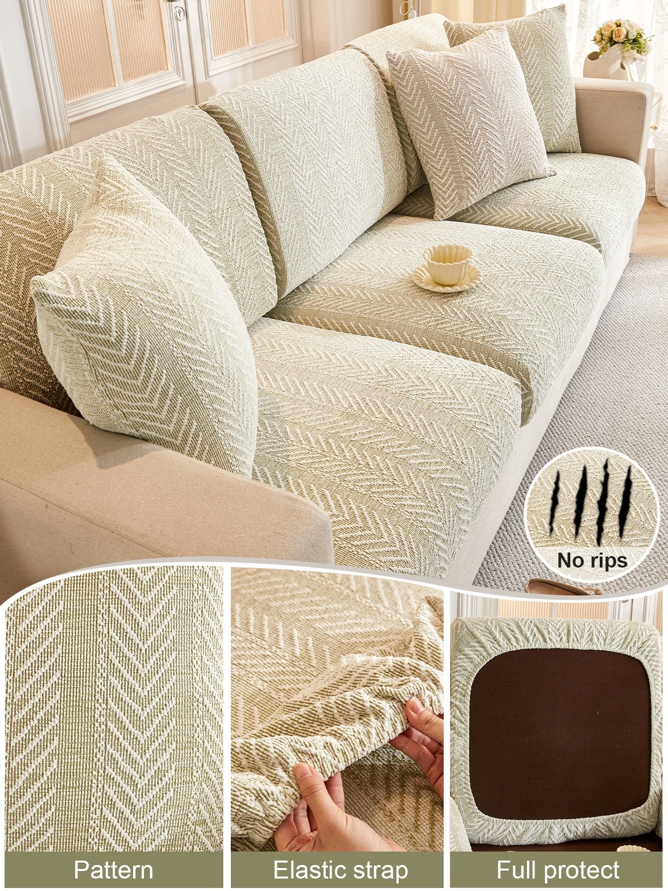 1 PC Herringbone Pattern Chenille Sofa Cover, All Season Universal Sofa Cushion, Non Slip Sofa Cover Cloth