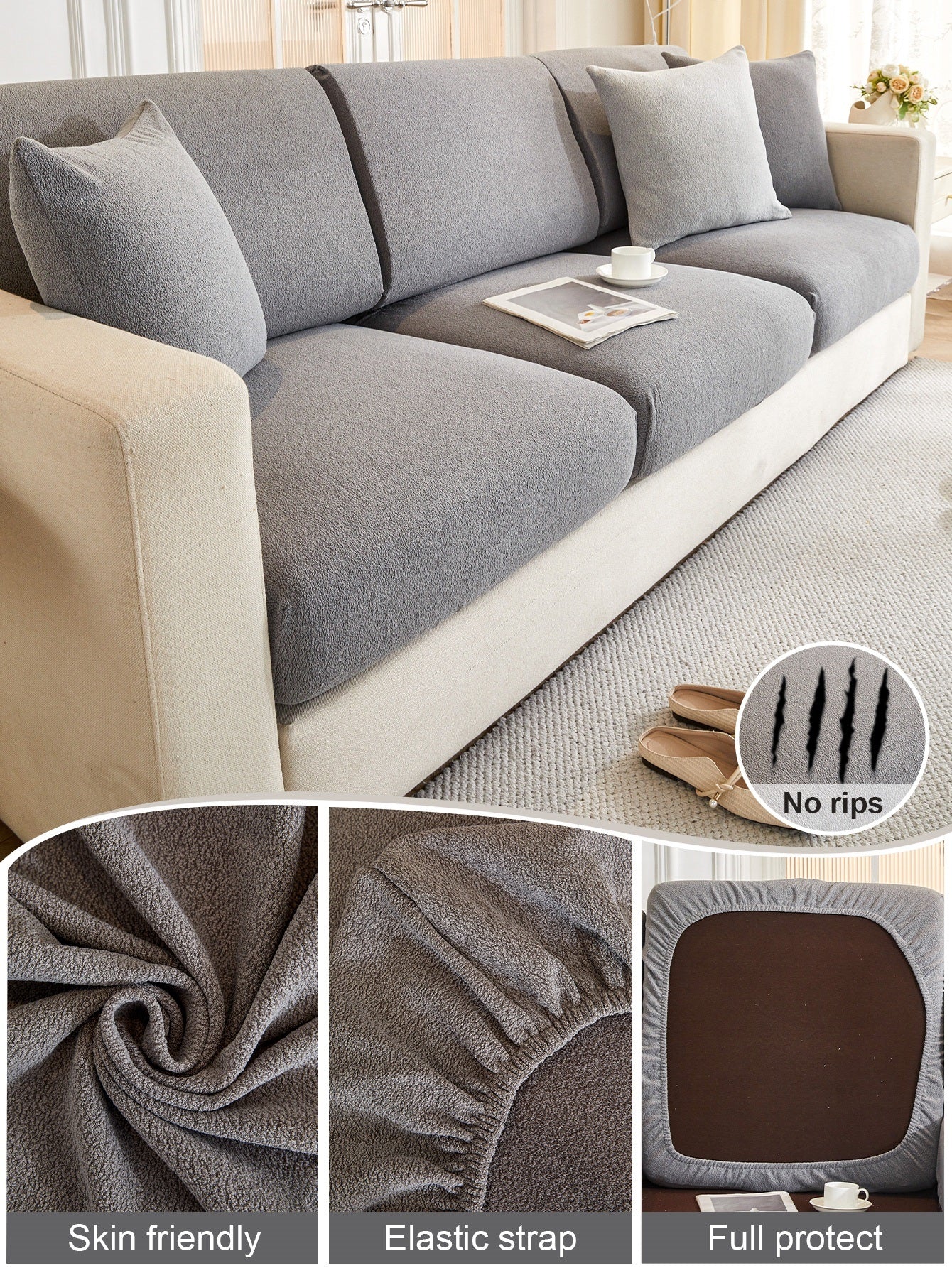 1 Pc Waterproof Teddy Velvet Sofa Cover All Inclusive Universal Set Four Seasons Universal Anti Cat Scratch Sofa Cover Cloth