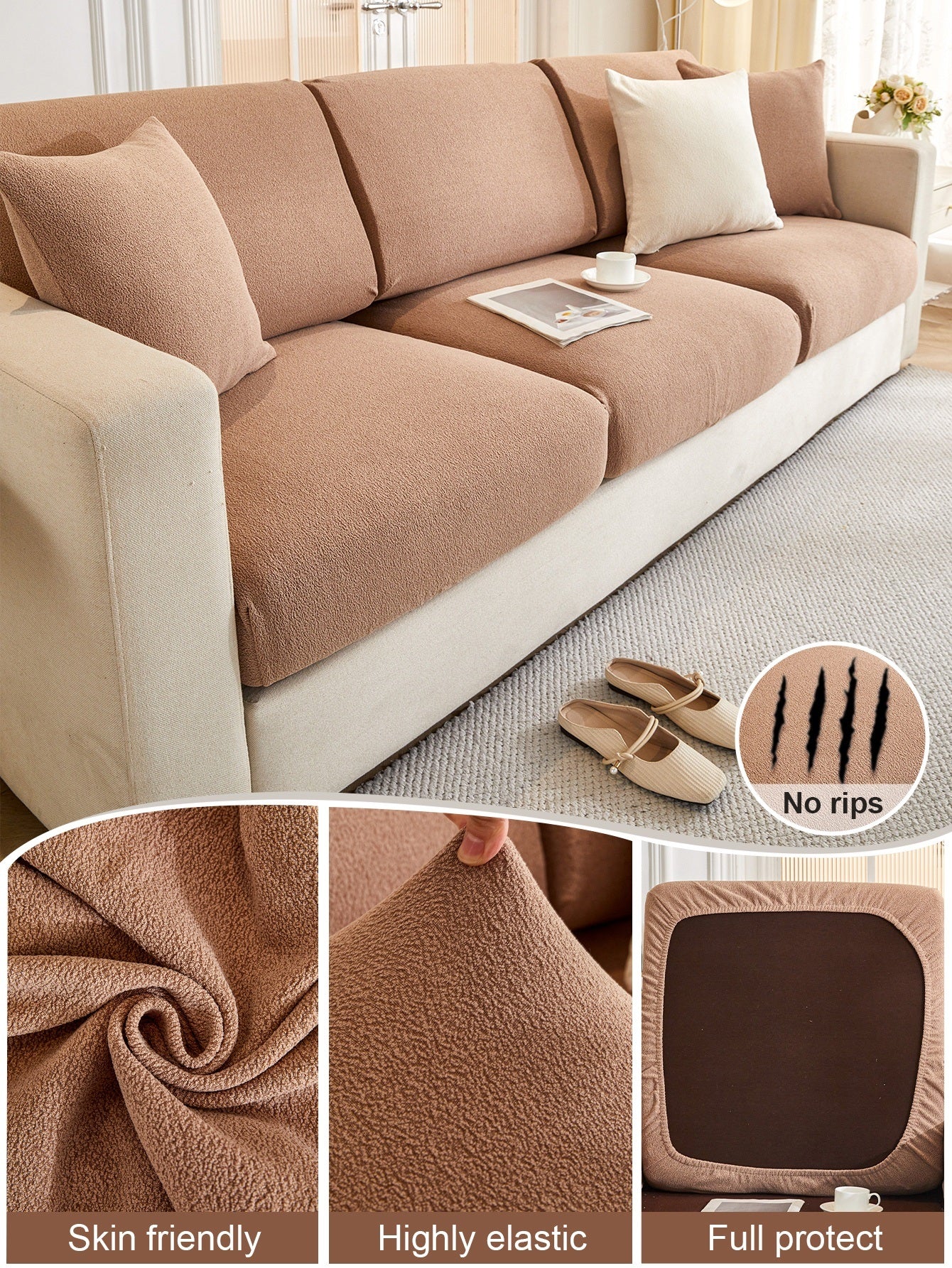 1 Pc Waterproof Teddy Velvet Sofa Cover All Inclusive Universal Set Four Seasons Universal Anti Cat Scratch Sofa Cover Cloth