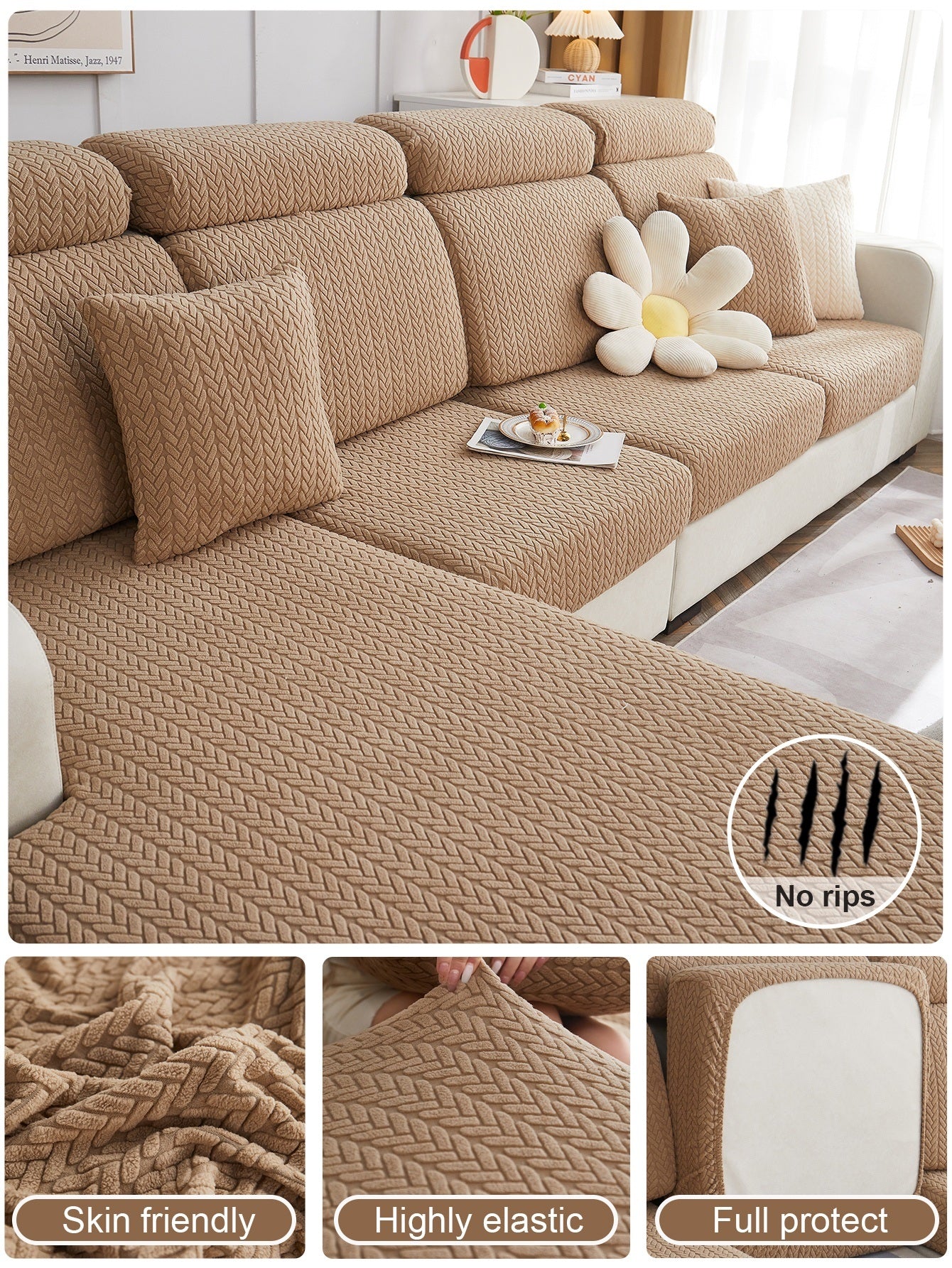 1 Pc Jacquard Velvet Lazy Sofa Cover All Inclusive Universal Set All Season Universal Anti Cat Scratch Sofa Cover Dust Cover Cloth Towel