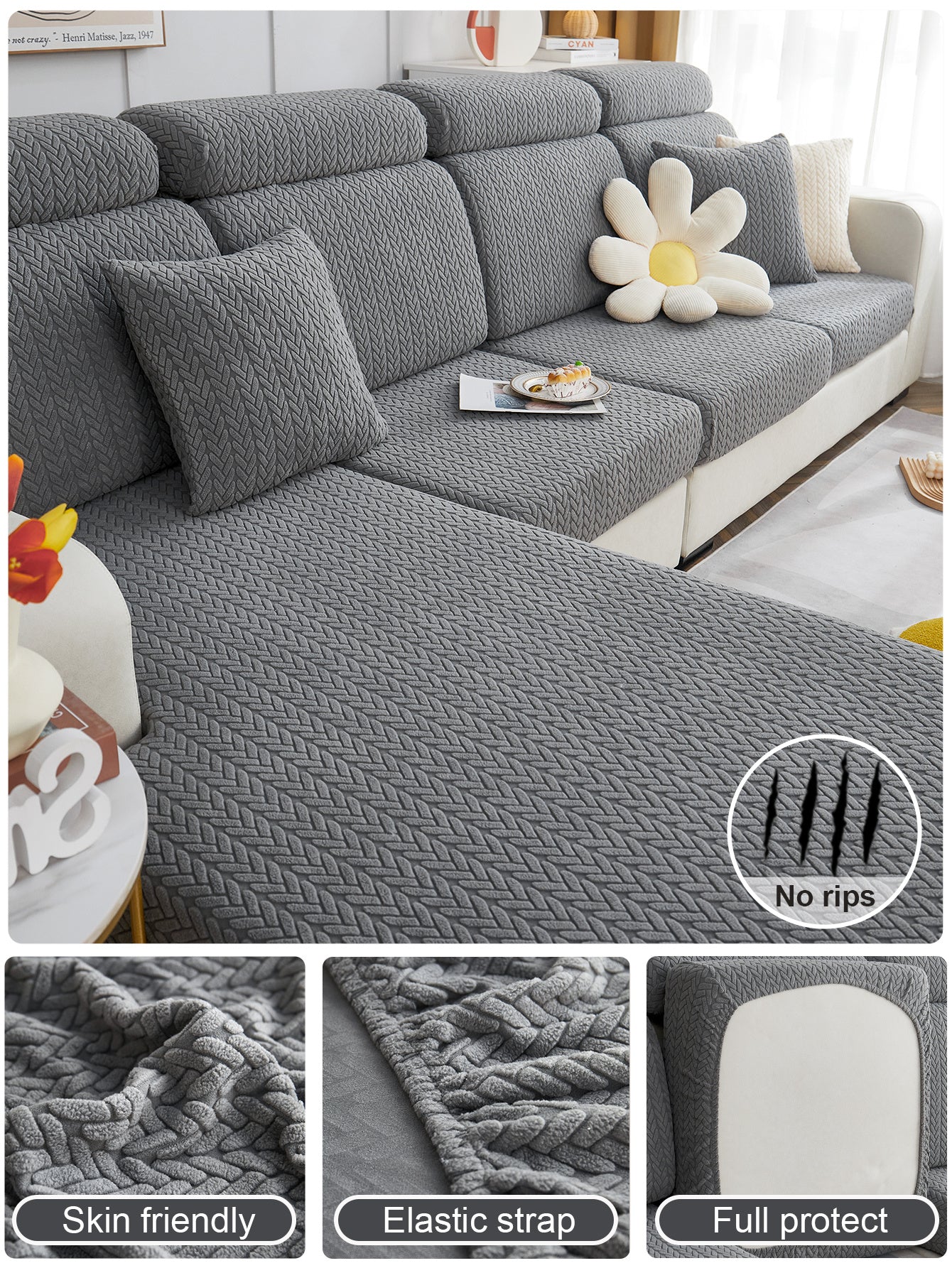 1 Pc Jacquard Velvet Lazy Sofa Cover All Inclusive Universal Set All Season Universal Anti Cat Scratch Sofa Cover Dust Cover Cloth Towel