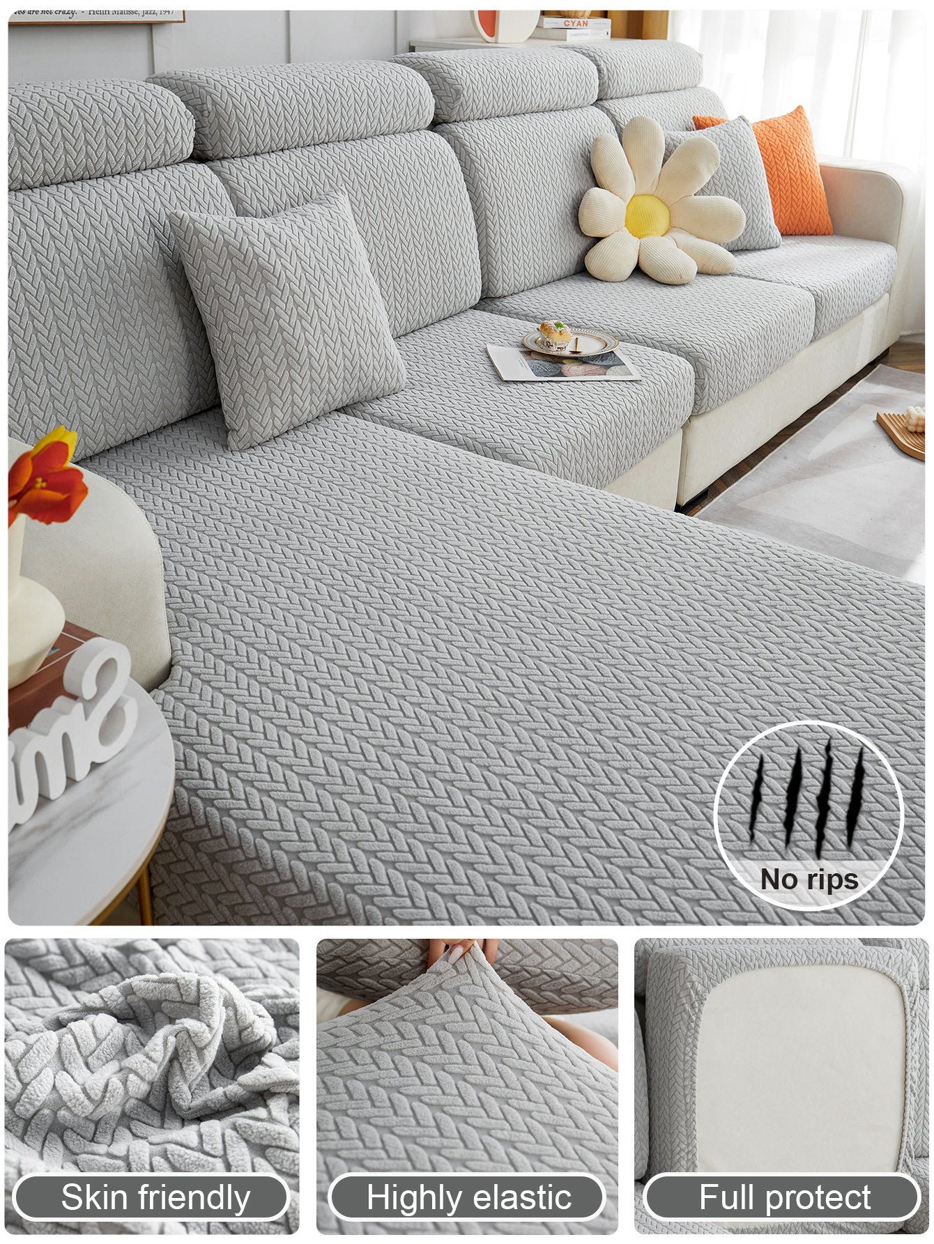 1 Pc Jacquard Velvet Lazy Sofa Cover All Inclusive Universal Set All Season Universal Anti Cat Scratch Sofa Cover Dust Cover Cloth Towel