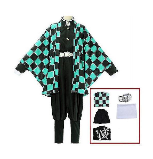 Demon Slayer Kimetsu No Yaiba Tanjirou Kamado Cosplay Costume Kimono Christmas Anime Uniform Set For Adult Kids