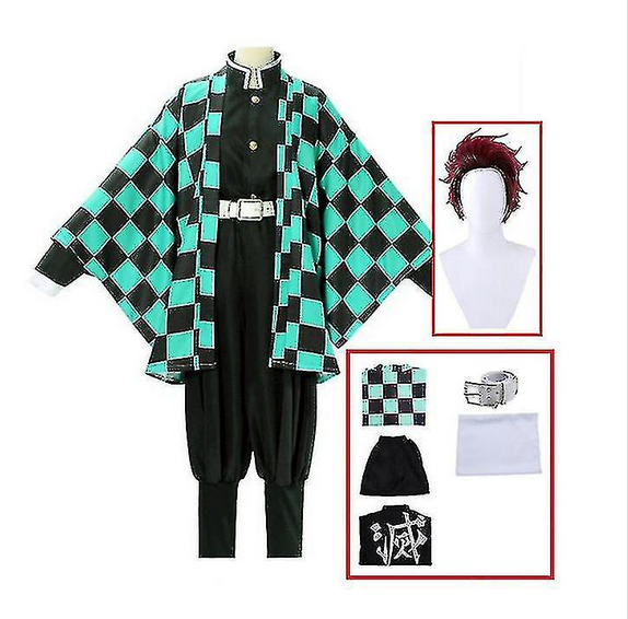 Demon Slayer Kimetsu No Yaiba Tanjirou Kamado Cosplay Costume Kimono Christmas Anime Uniform Set For Adult Kids