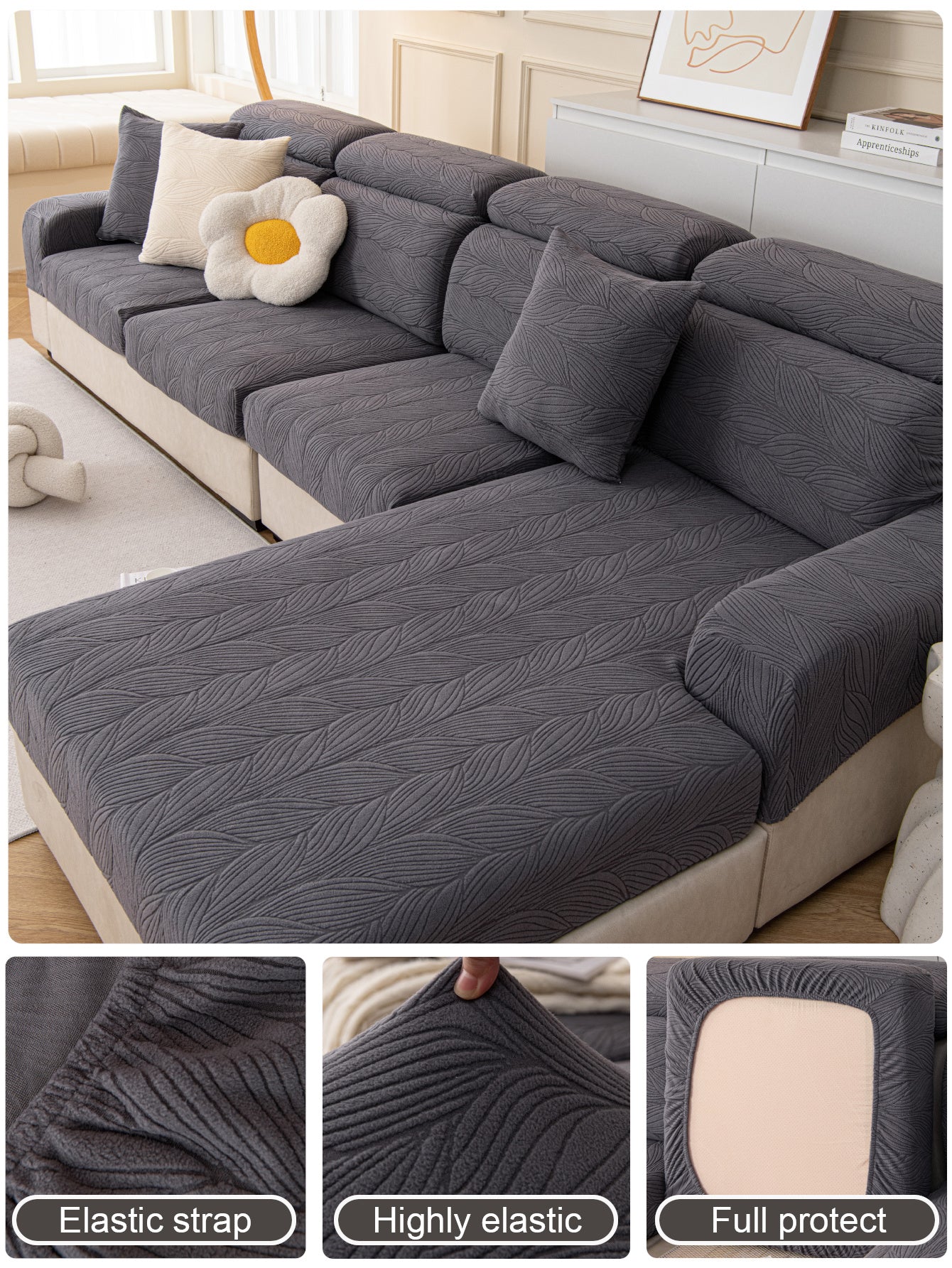 1 Pc Maiqiu Sofa Cover Elastic Full Package Set, Anti Cat Scratch and Anti Slip Sofa Pad, All Season Universal Backrest Towel Cover Cloth