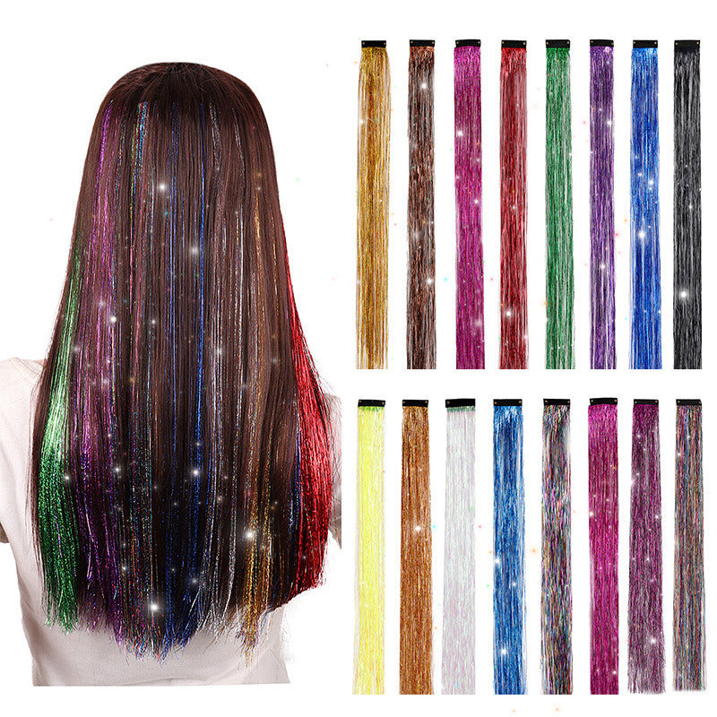 16 Colors Clip in Hair Tinsel Kit, Sparkling Party Tinsel Hair Extension