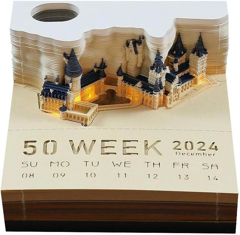 3D Calendar Tear Off 2024, 3D Art Calendar with Light