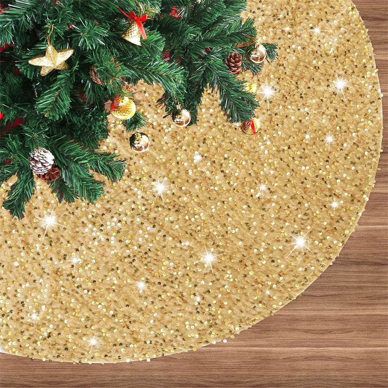 Glitter Tree Skirt Sequin Embroidery Velvet Christmas Tree Skirt