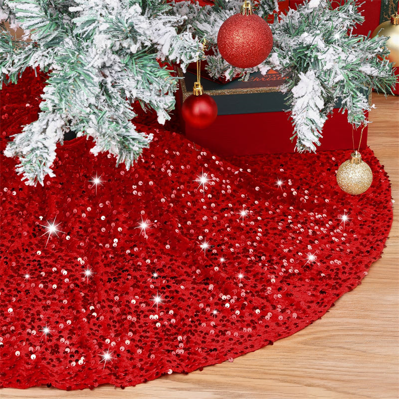 Glitter Tree Skirt Sequin Embroidery Velvet Christmas Tree Skirt