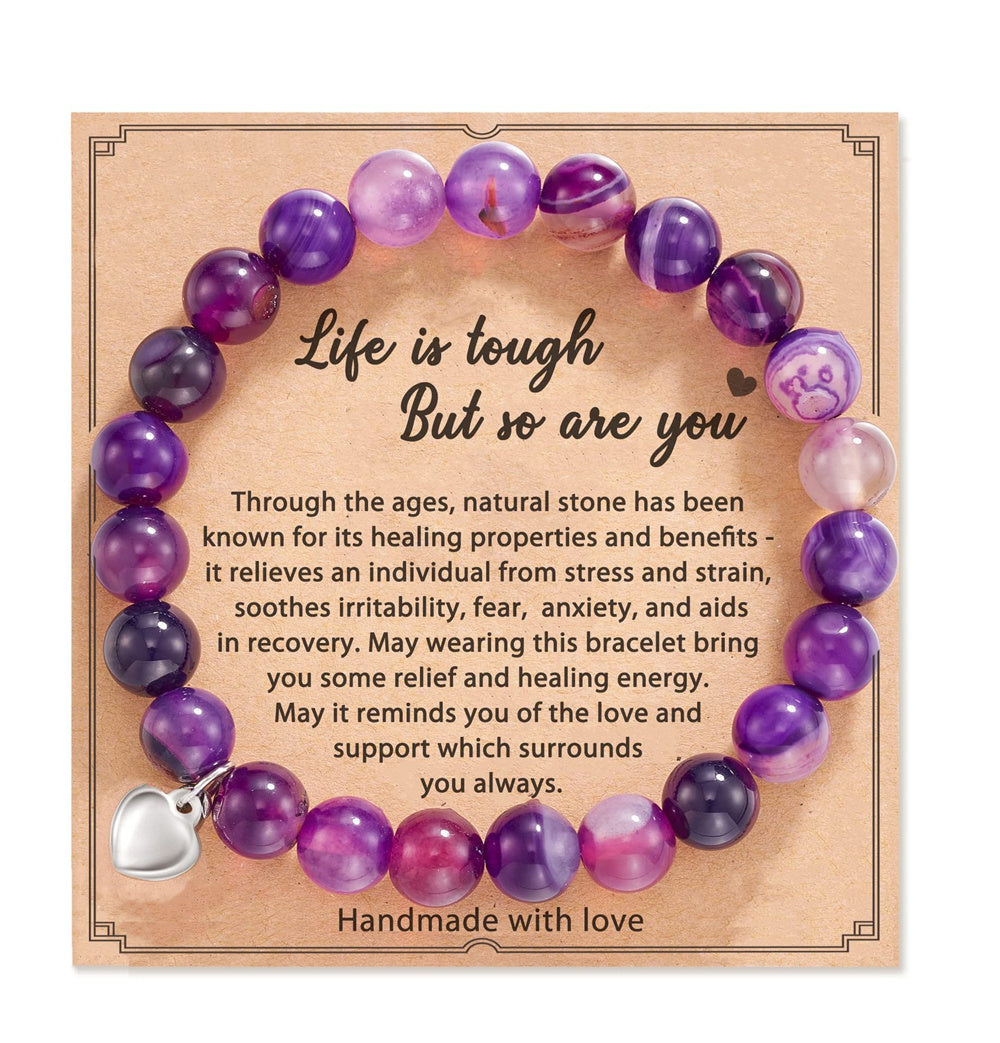 Natural Stone Amethyst Healing Bracelet Inspirational Gifts for Women