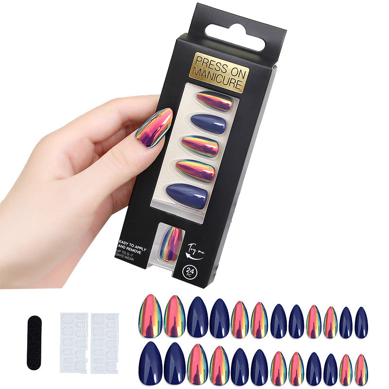 Press On Nails - Almond Press On Nails, 24 Soft Gel Fake Nails Kit