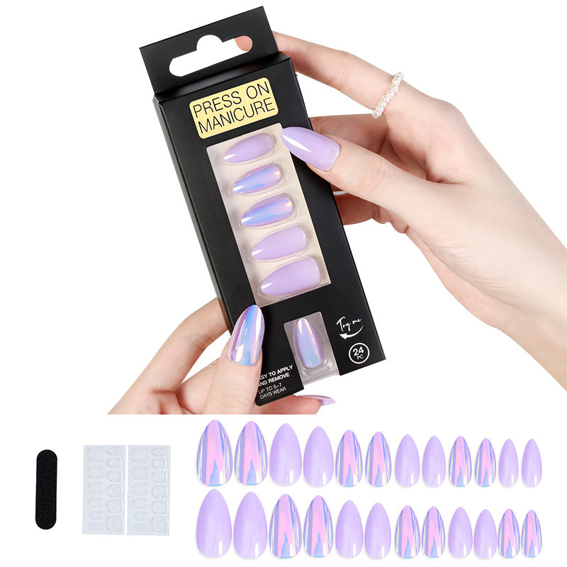 Press On Nails - Almond Press On Nails, 24 Soft Gel Fake Nails Kit