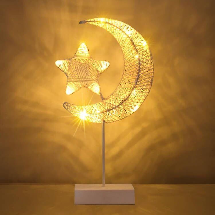 Table Lamp for Ramadan Decorations, LED Star Moon Shape Desk Lamp