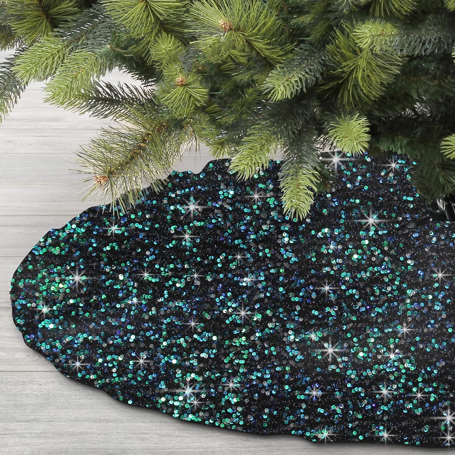 Christmas Tree Skirt, Sequins Tree Skirts for Xmas Tree Decorations