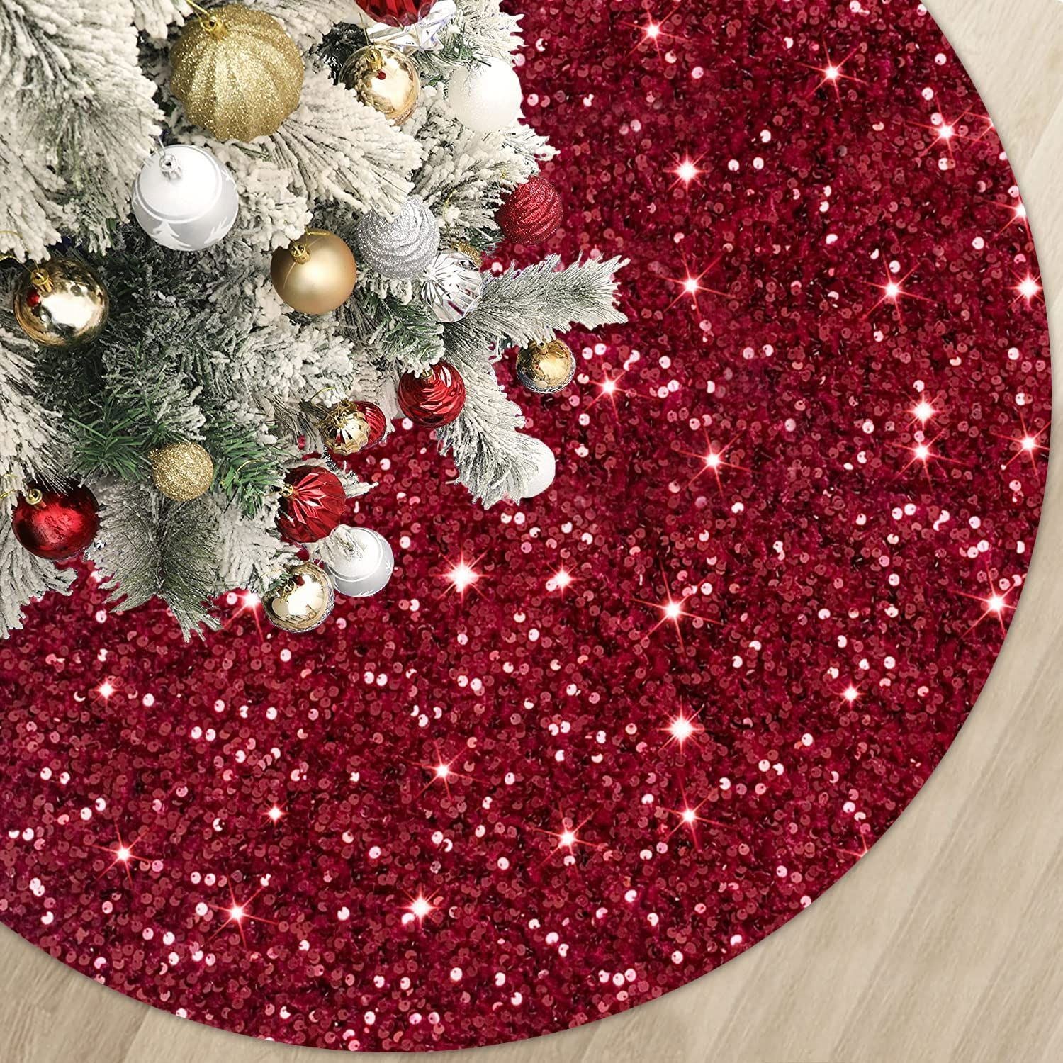 Christmas Tree Skirt, Sequins Tree Skirts for Xmas Tree Decorations