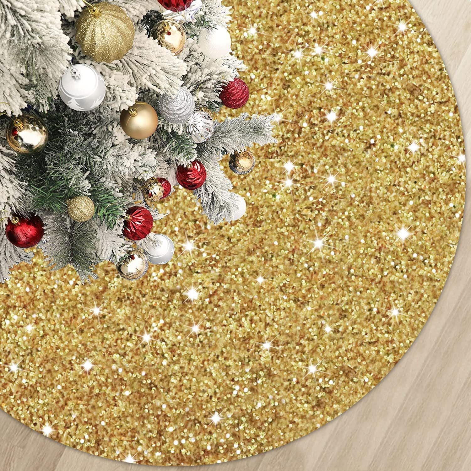 Christmas Tree Skirt, Sequins Tree Skirts for Xmas Tree Decorations