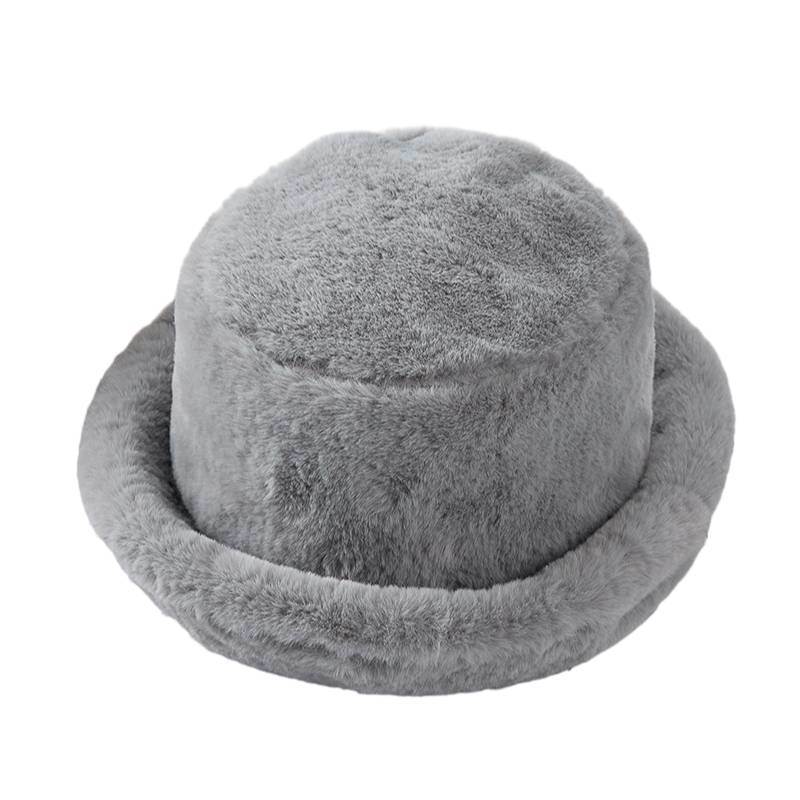 Winter Faux Fur Bucket Hat Fluffy Fuzzy Warm Hat Fisherman Hat for Women