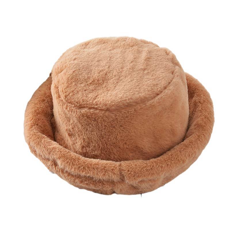 Winter Faux Fur Bucket Hat Fluffy Fuzzy Warm Hat Fisherman Hat for Women