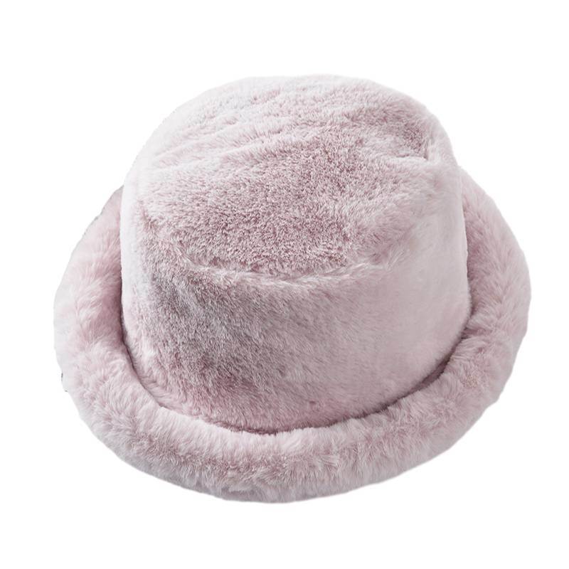 Winter Faux Fur Bucket Hat Fluffy Fuzzy Warm Hat Fisherman Hat for Women