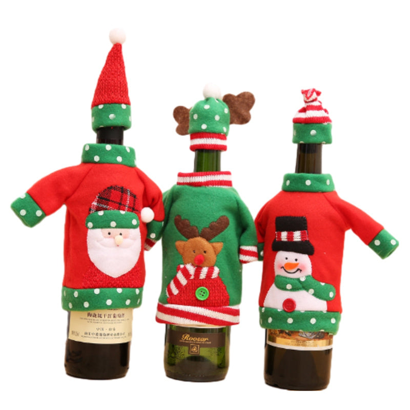 Christmas Decoration Wine Bottle Cover Embroidered Cartoon Bottle Sleeve