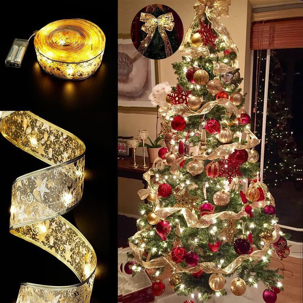 Christmas LED Decoration Festive Bow Ribbon Lights