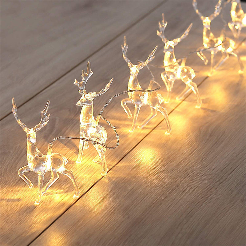 Led Christmas Deer Shape String Lights, Holiday Decoration Colorful Lights 20LEDS