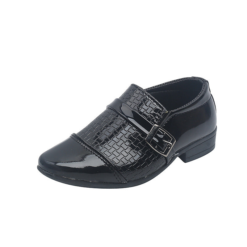 Boys Shoes for Dress Kids Fashion Performance PU School Black Loafers for Catwalk Party Wedding Shows Low Heels Non-slip Glossy