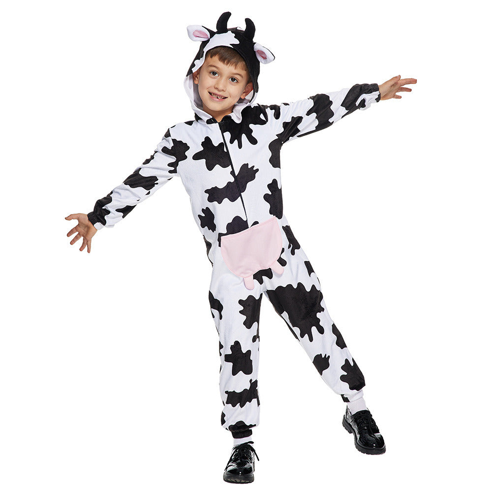 Unisex Child Pajama Plush Onesie One Piece Cow Animal Costume