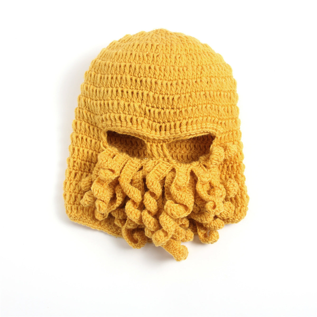 Winter Warm Novelty Unisex Knitted Beard Hat Funny Octopus Mask Beard Caps Crochet Beanies