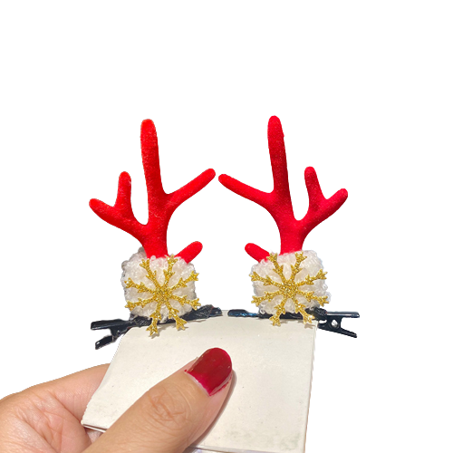 1 Pairs Christmas Hairpin for Girls, Reindeer Xmas Hair Clips Cute Hair Accessories