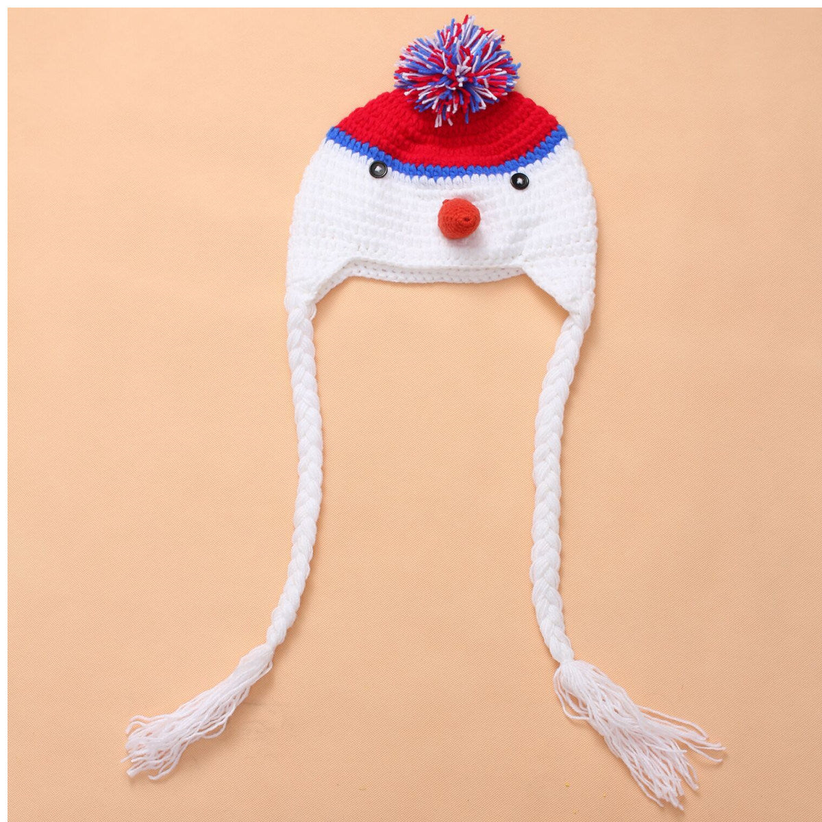 Hand Knitted Wool Hat Adult Hat Cute Snowman Shape Knitted Hat