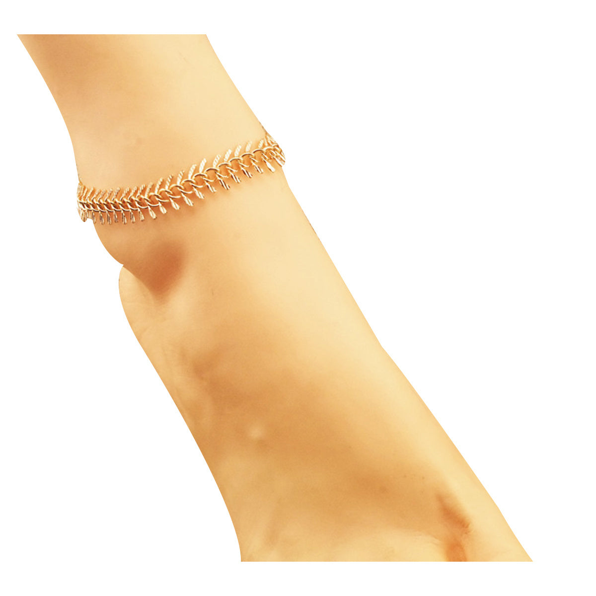 Dainty Ankle Bracelets for Women Gold Plated Fishbone Chain Anklets