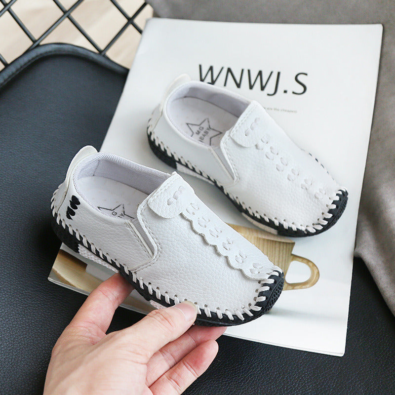 Children Leather Shoes for Boys Toddlers Big Kids Fashion Classic Flats for Wedding Party Slip-on Anti-slippery School Shoes New