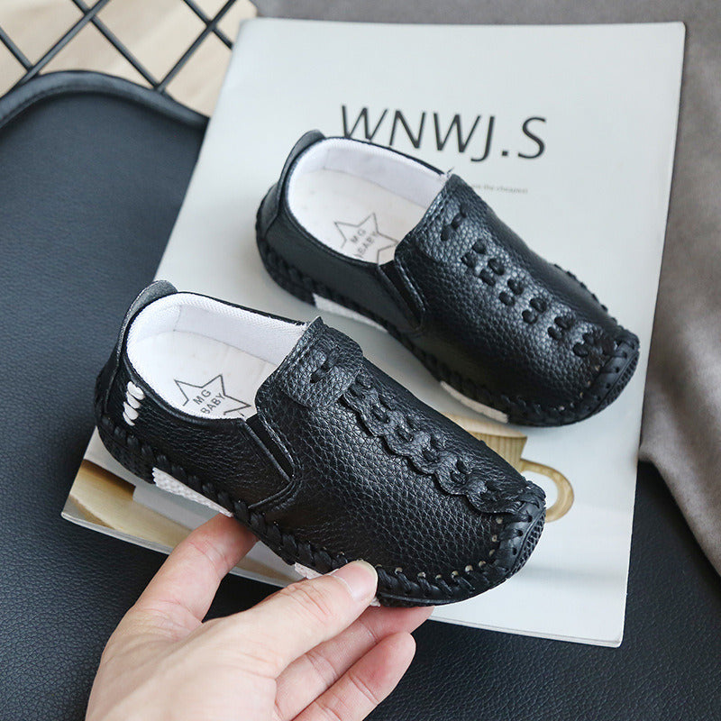 Children Leather Shoes for Boys Toddlers Big Kids Fashion Classic Flats for Wedding Party Slip-on Anti-slippery School Shoes New