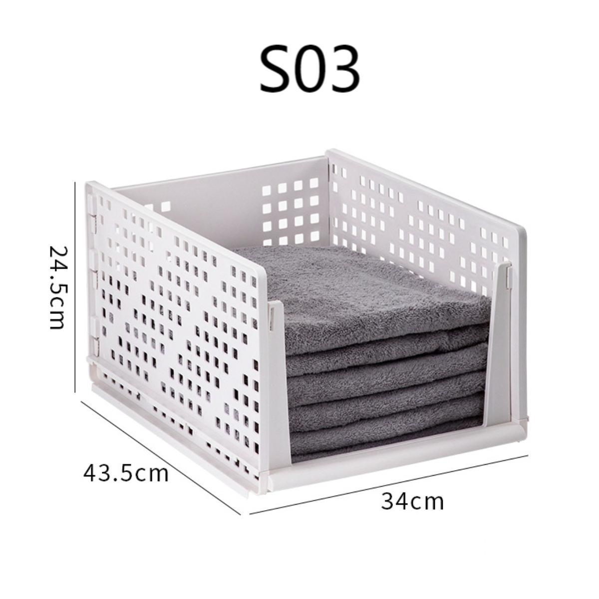 2 PCS Wardrobe Organizer Plastic Drawer Organizer Stackable Shelves Basket Cloth Wardrobe Container Bin Cabinets Home Office Bedroom Laundry Pull Out Drawer Dividers for Clothes, Toys Organization