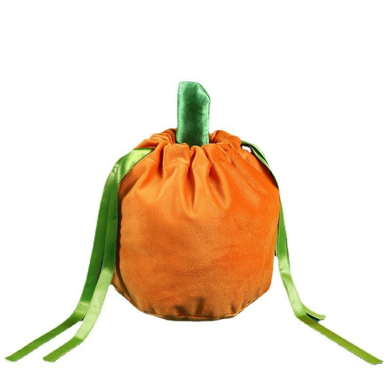 2PCS Halloween Pumpkin Candy Gift Bag for Kids Plush Trick or Treat Bag