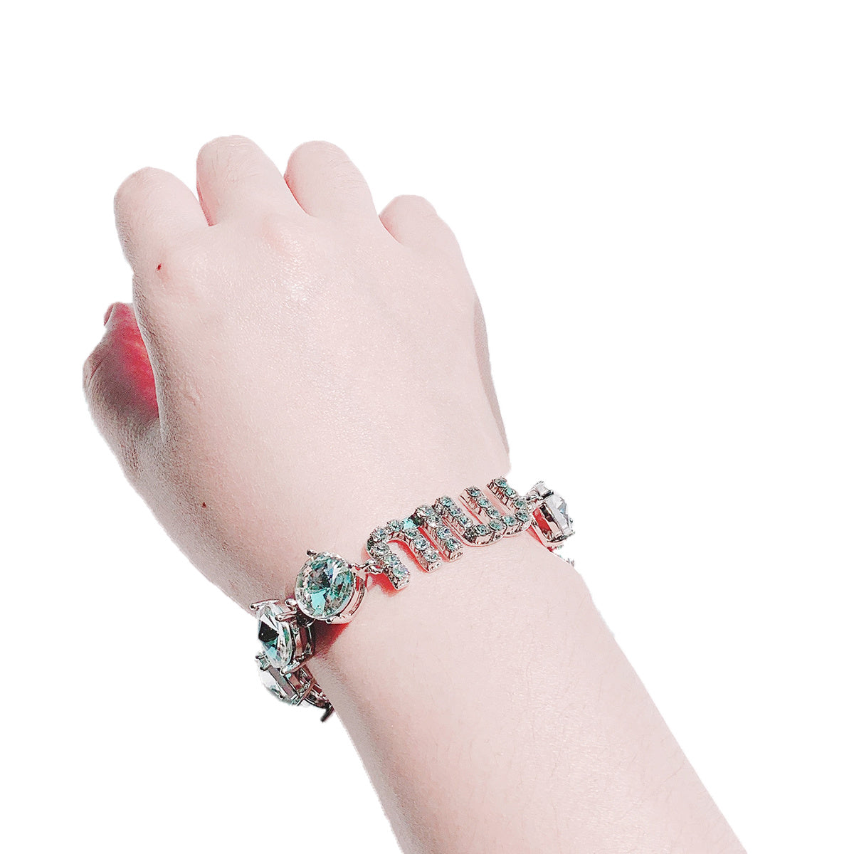 Women's MIU Letter Bracelet Lock Closure Lightweight All-match Bracelet Full of Diamonds