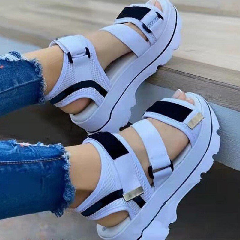 Womens Sandals 2022 Schoolgirl Sports Style Thick Bottom Wedge Heel Ladies Shoes Non-slip Fashion All-match Female Sandals