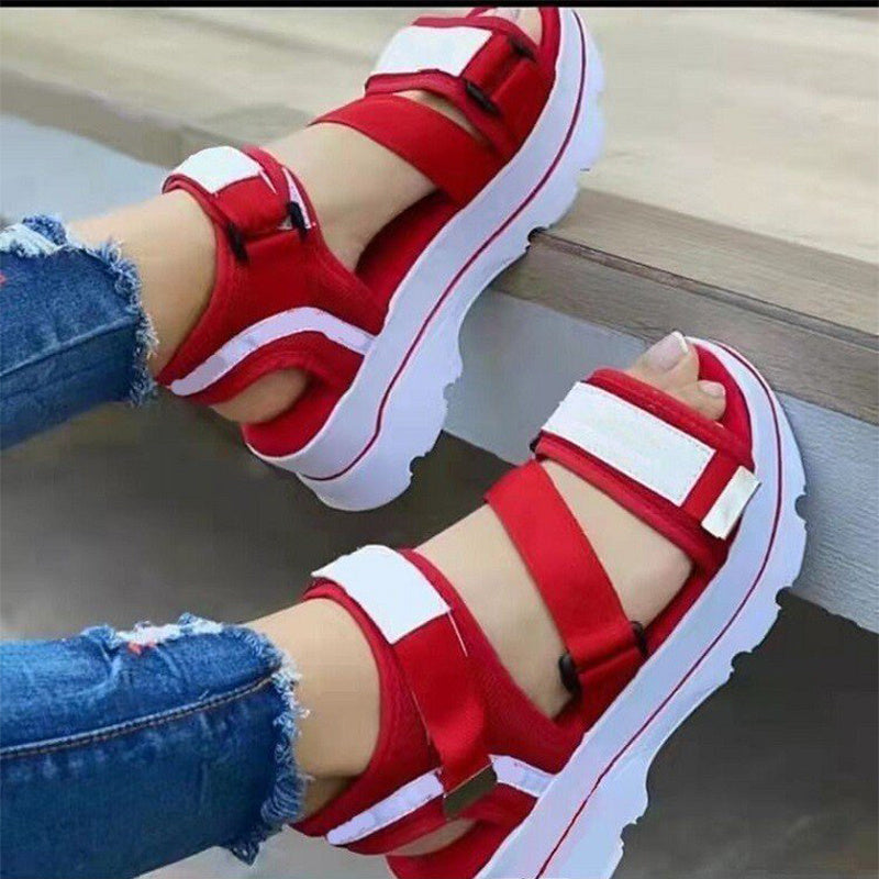 Womens Sandals 2022 Schoolgirl Sports Style Thick Bottom Wedge Heel Ladies Shoes Non-slip Fashion All-match Female Sandals