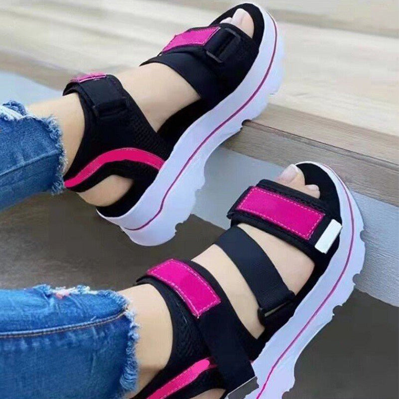 Womens Sandals 2022 Schoolgirl Sports Style Thick Bottom Wedge Heel Ladies Shoes Non-slip Fashion All-match Female Sandals