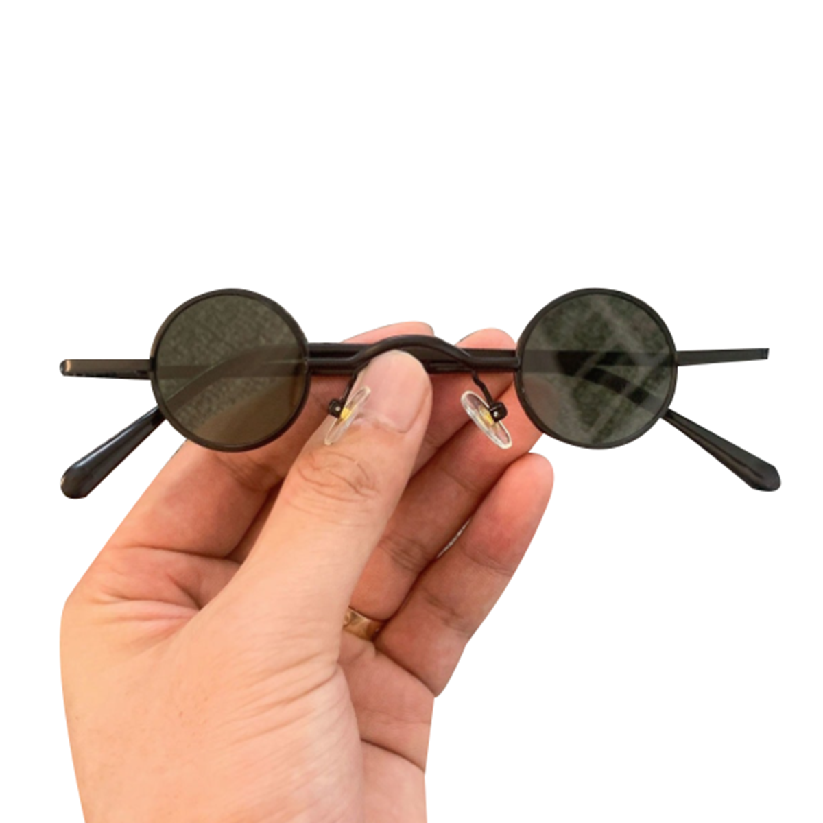 Round Sunglasses Polarised Sunglasses Small Circle Wire Metal Frame Flat Lens