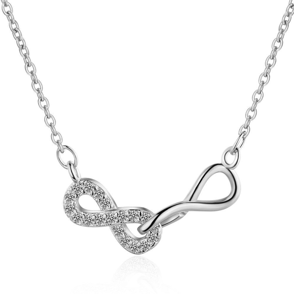 Double 8 Knotted And Diamond Pendant Girl's Collarbone Chain