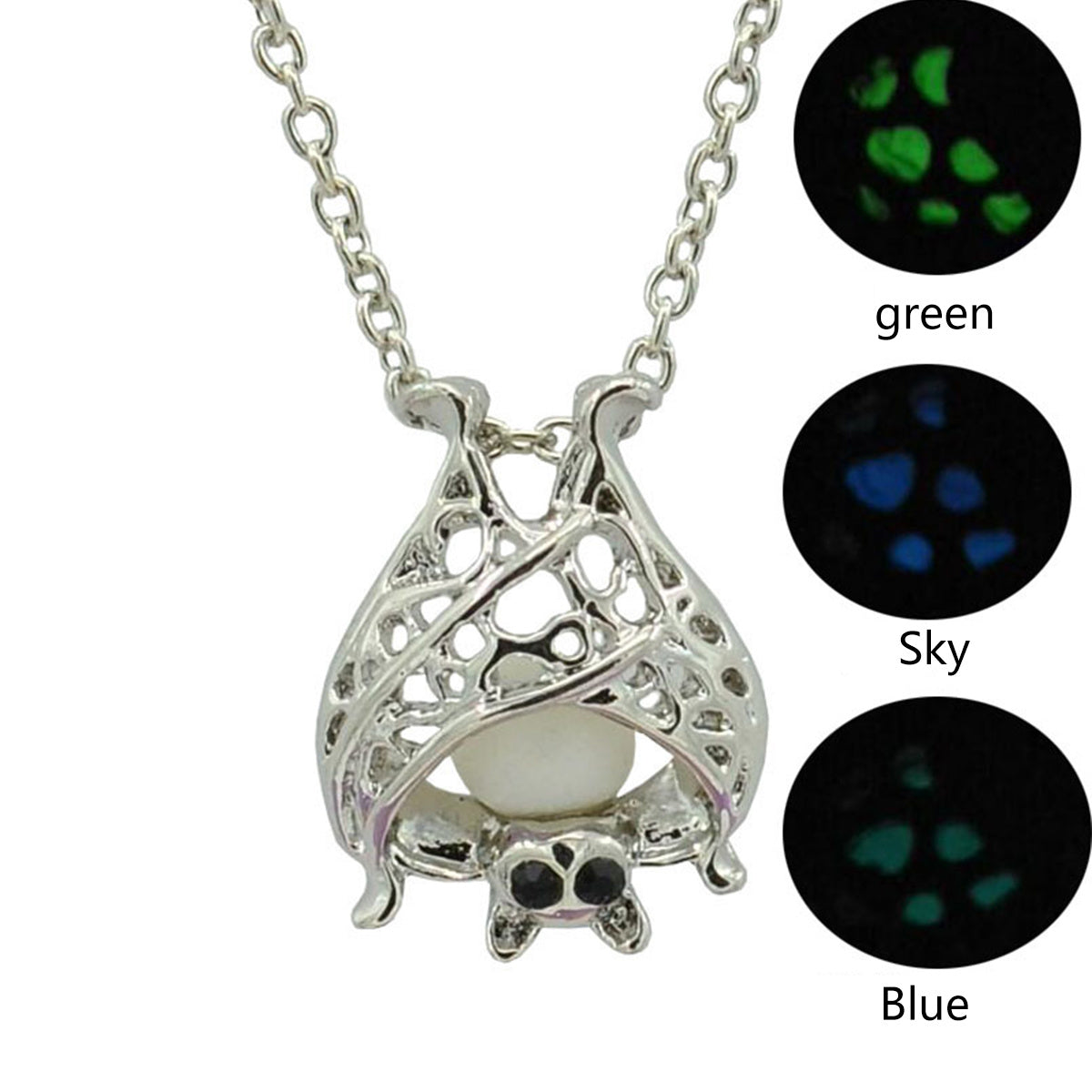 New 3 Pieces hollow luminous necklace night glowing animal bat pendant multi-element fashion simple jewelry