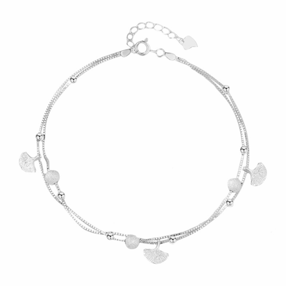 Ginkgo Biloba Silver Anklet Female High-end Trendy Foot Chain