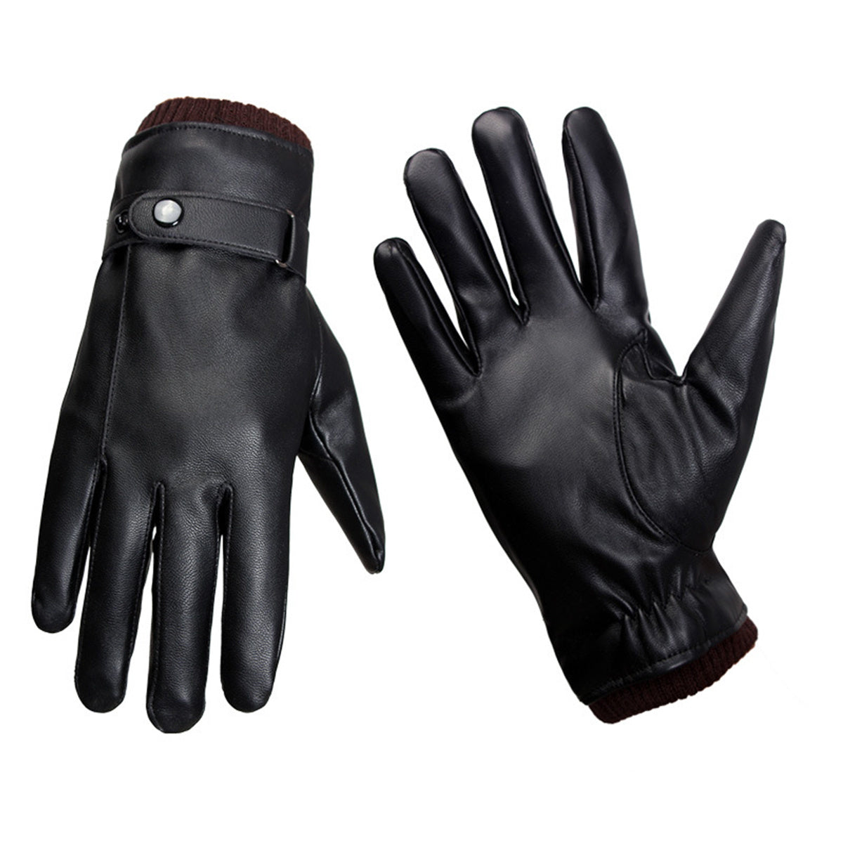 PU Leather Gloves for Men Winter Touchscreen Driving Gloves