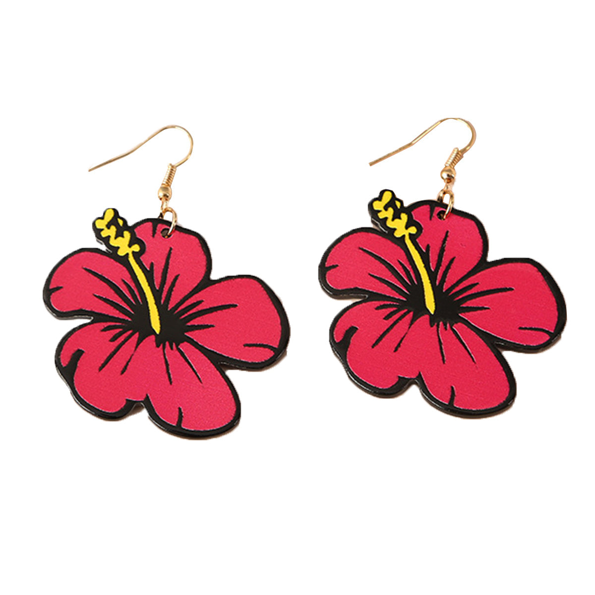 Exaggerated Flower Earrings for Women Girls, Flower Shaped Earrings with Yellow Bud