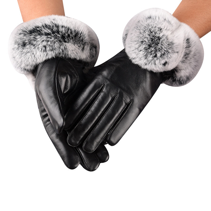 Winter Leather Gloves for Women, Fleece Lining Touchscreen Warm Gloves