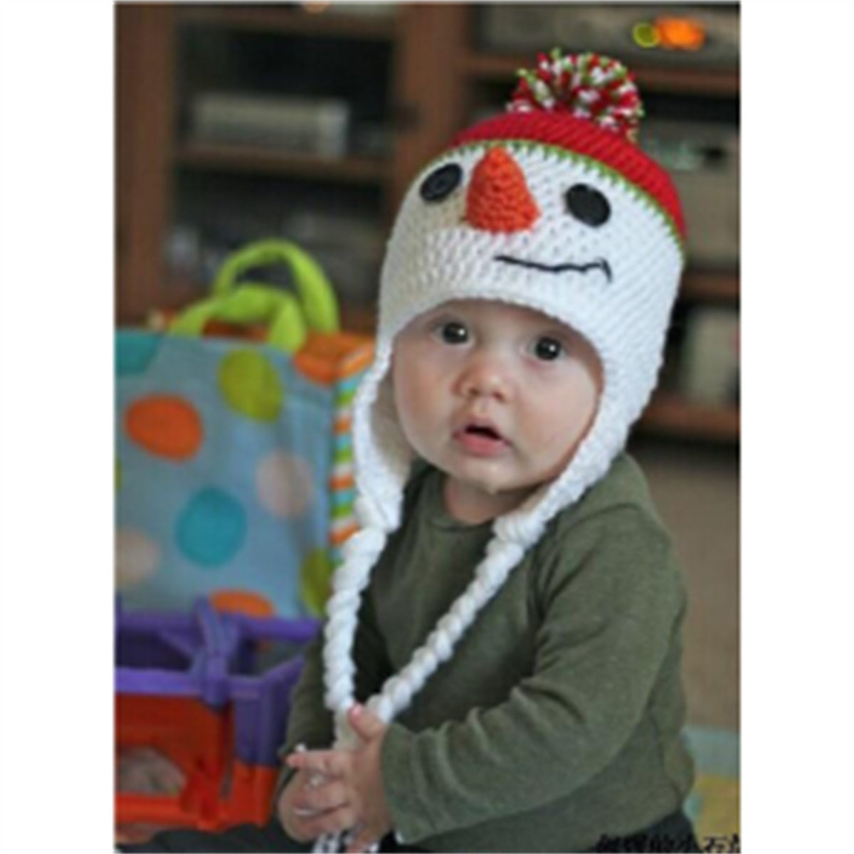 Handmade Wool Snowman Hat Knitted Baby Cap Funny Comfortable Photo Prop