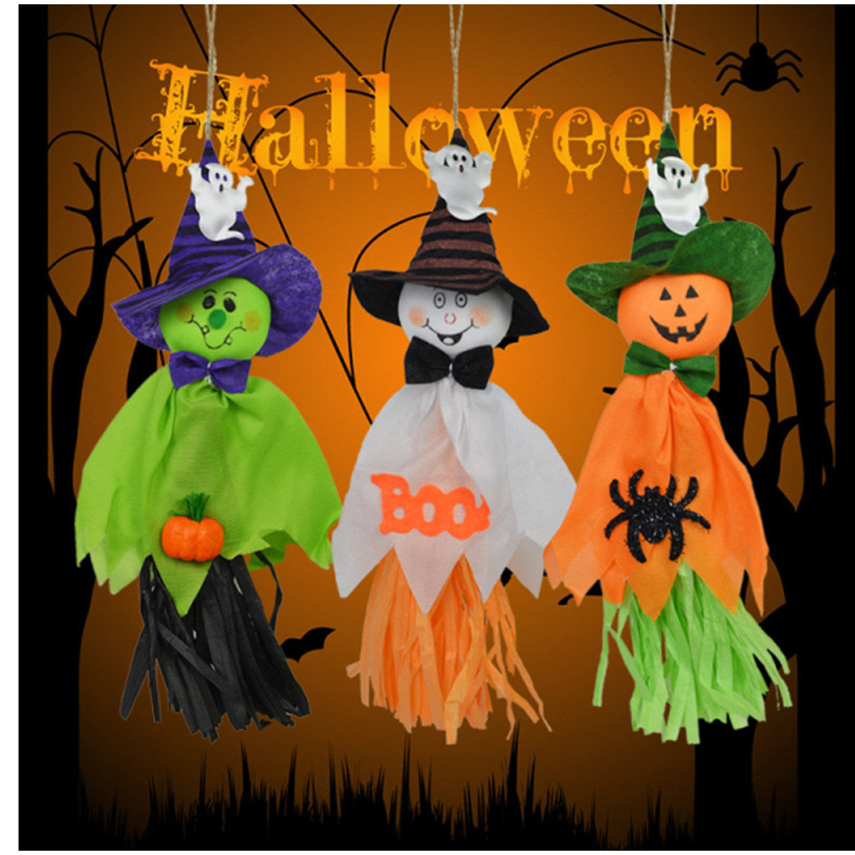 Halloween Kindergarten Decorations Straw Ghost Pendant Bar Ktv Scene Layout Decorations