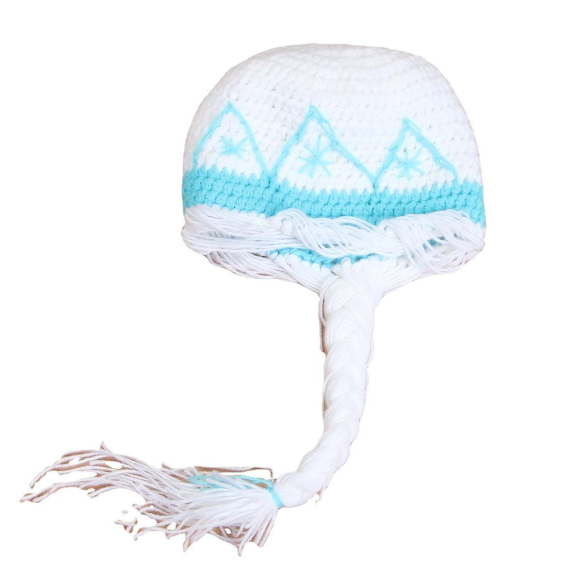 Baby Girl Elsa Handmade Knitted Hats Frozen Snowflake Cosplay Cap